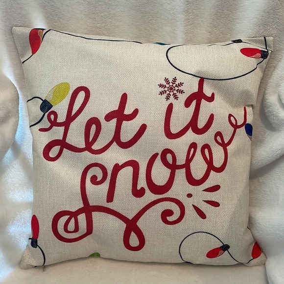 Both New! Pillow cover + insert,18”X 18”, “Let It Snow”w/Christmas lights design - Picture 10 of 10